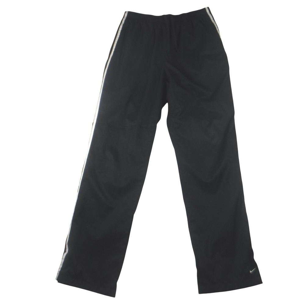 Nike Womens Track Pants Black White Side Stripe Elastic Waist Drawstring M 8-10